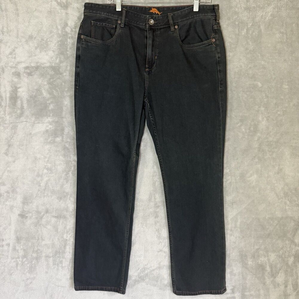 Tommy Bahama Authentic Jeans 36x32 (36x30.5) Dark Wash Blue (Faded Black) Denim